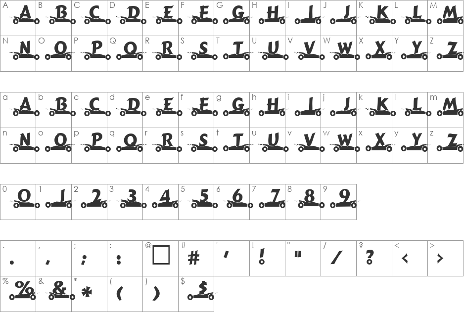 GibGas font character map preview