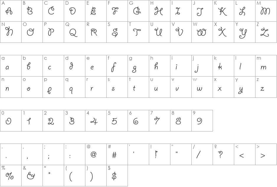 Giddyup Std font character map preview