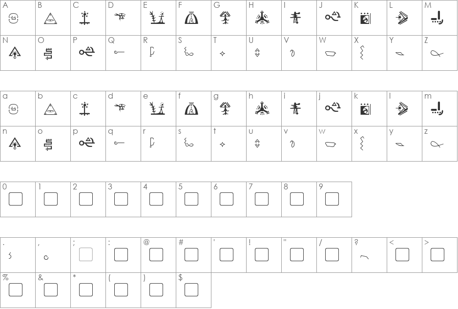 Giedi Golden Disk font character map preview