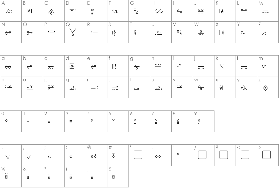 Giedi Maximal font character map preview
