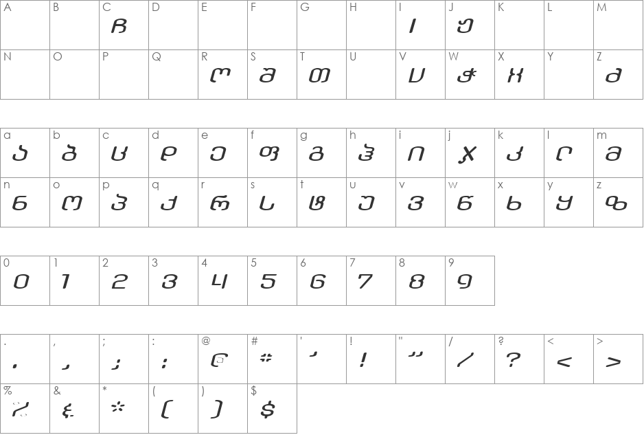 GigaTxeliMtav font character map preview