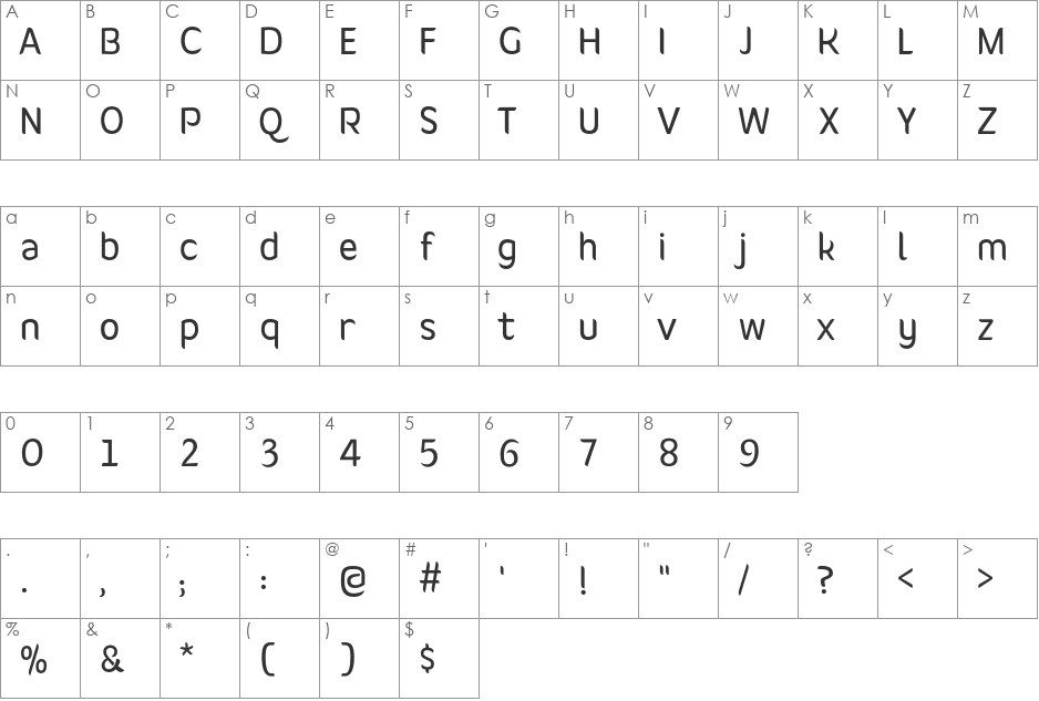 Giger font character map preview