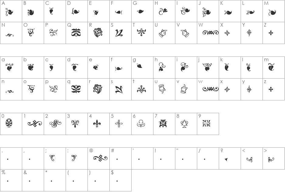 Gilde font character map preview