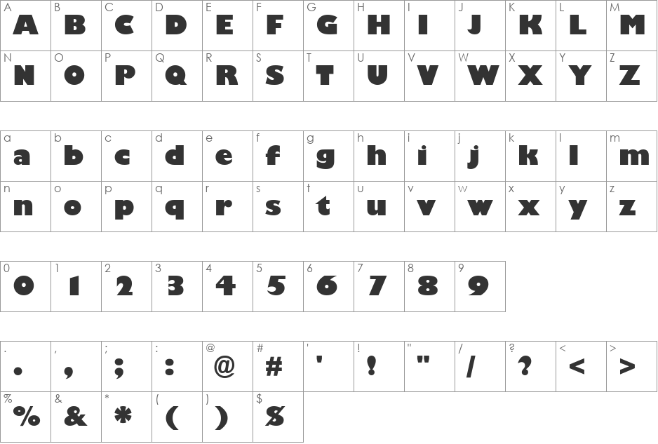 Gill Black SSi font character map preview