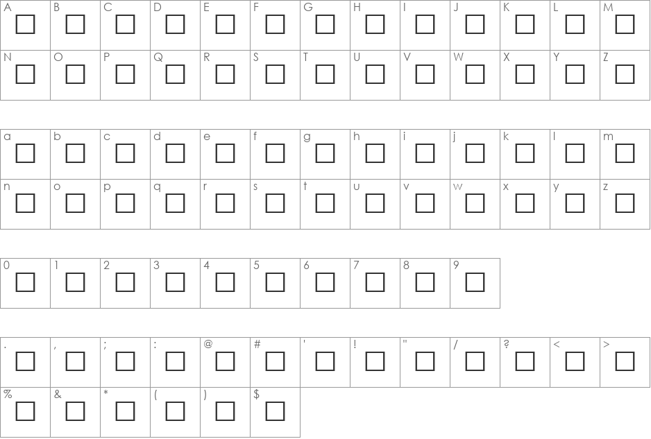 Gill Sans Euro MT Light font character map preview