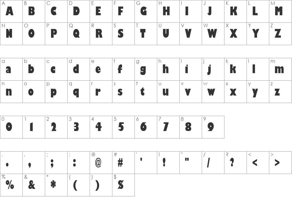 Gill Sans Std font character map preview