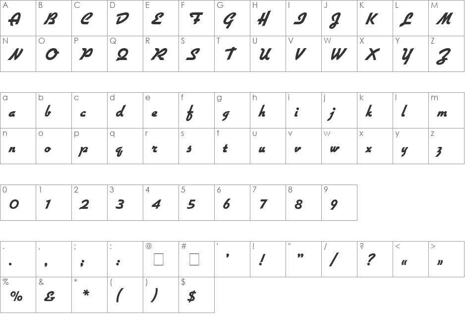 GilliesG-ExtraBold font character map preview