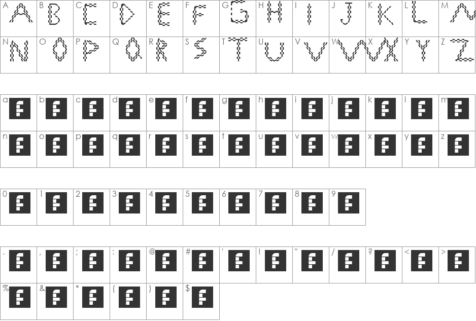 Abstract font character map preview