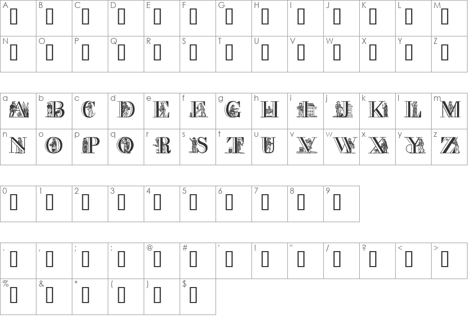 a picture alphabet font character map preview