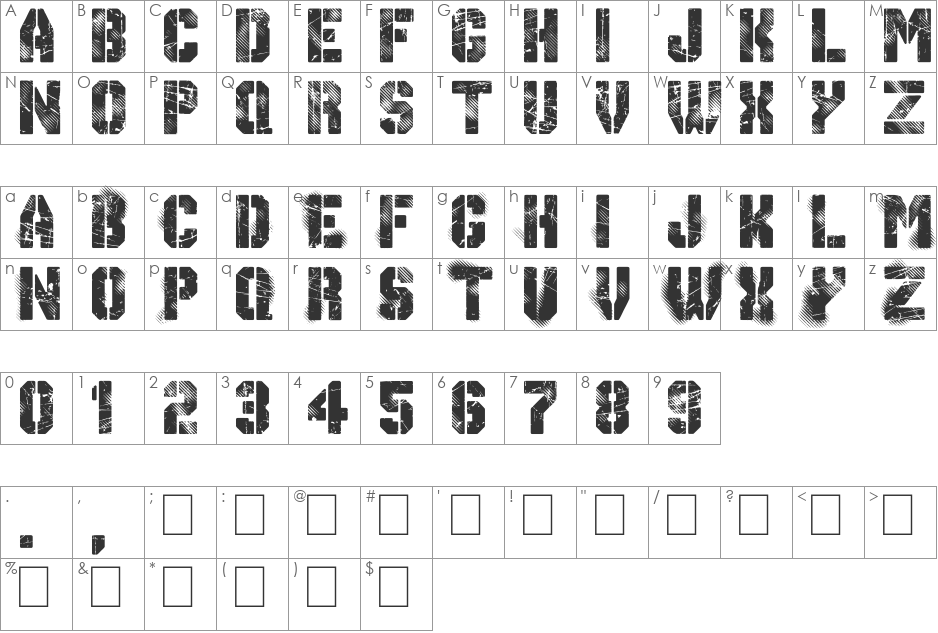 Gimme Danger font character map preview