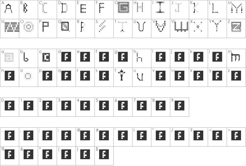 Ging Scrawl font character map preview