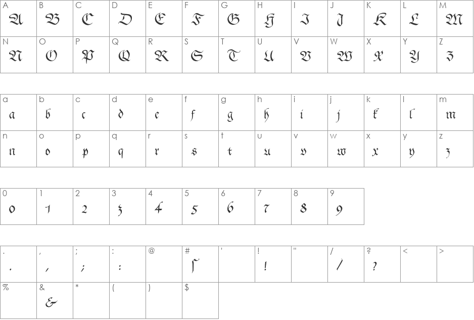 GingkoFraktur font character map preview