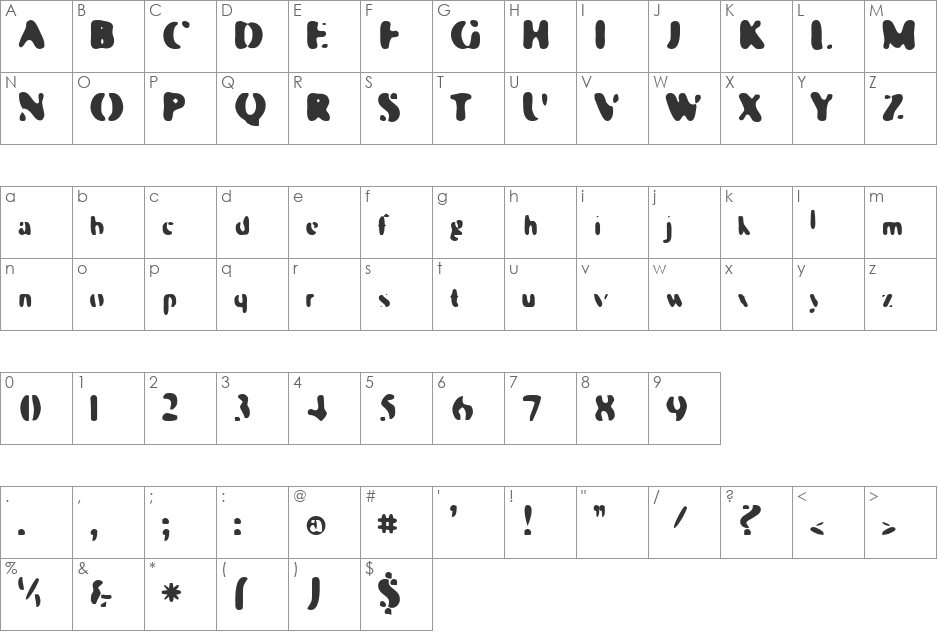 Gini Pig font character map preview