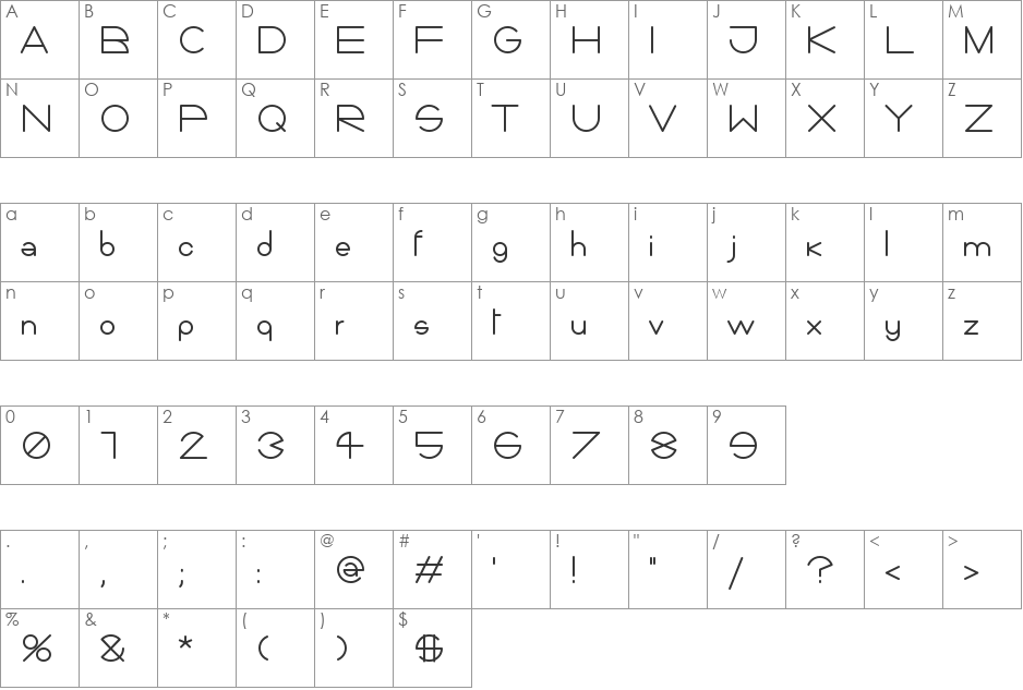 Giorgino font character map preview