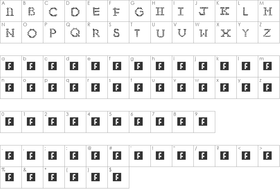 Giovanna font character map preview