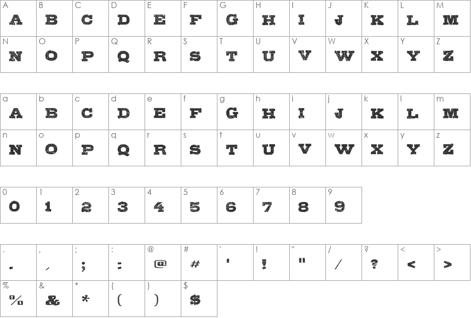 Gipsiero font character map preview