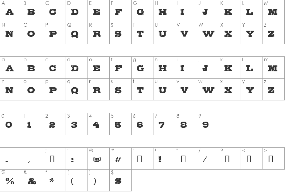 Gipsiero font character map preview