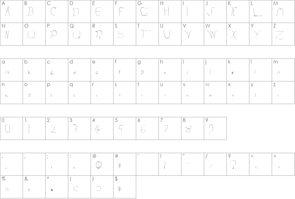 Girl Next Door2 font character map preview