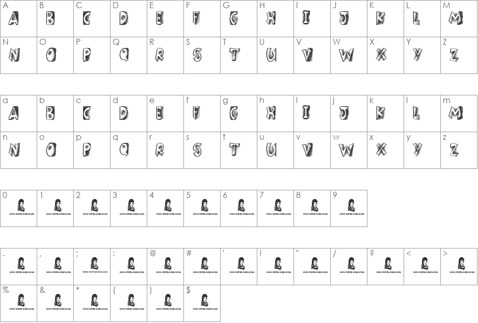 Girlfriend font character map preview