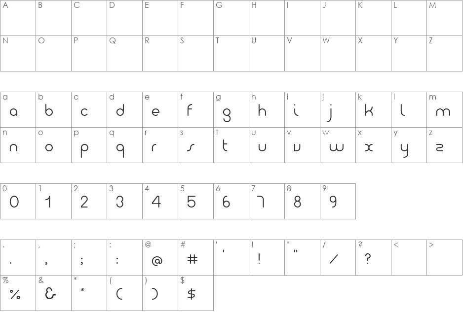 Giro font character map preview