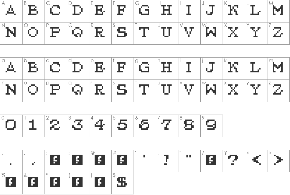 Gixgard - Solid font character map preview