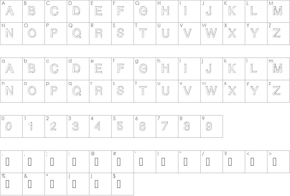 GizemsSketchFree font character map preview