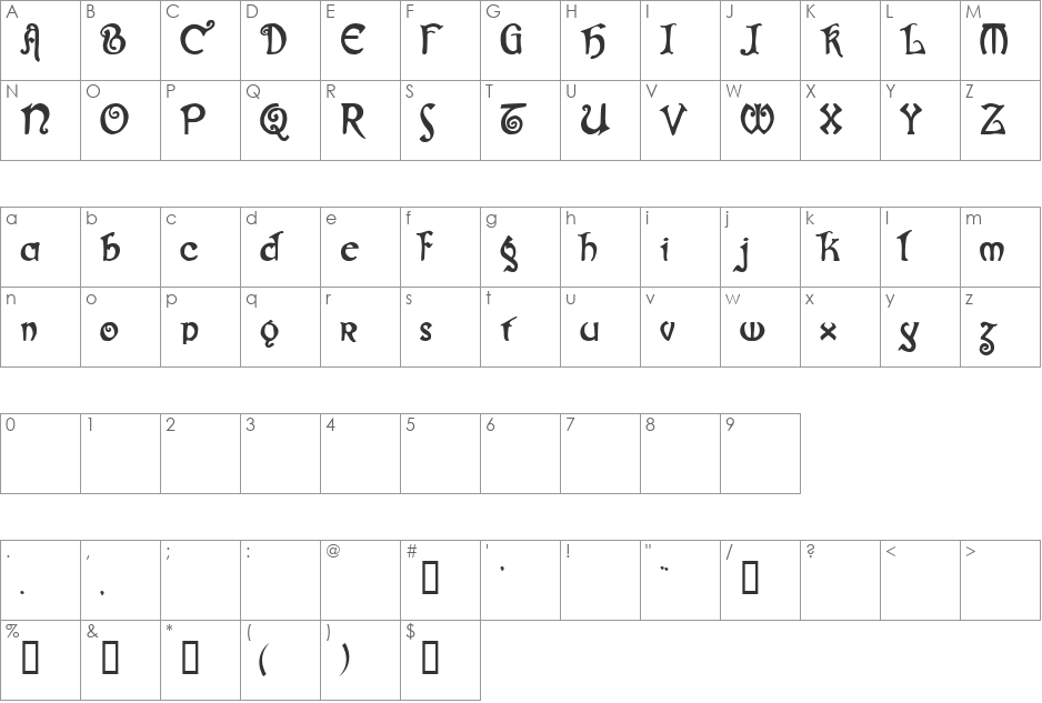 Gjallarhorn font character map preview