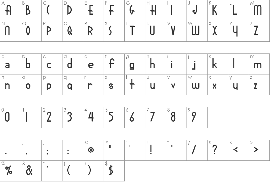 GK Soft font character map preview
