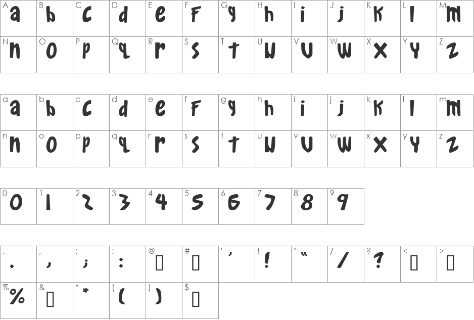 Gkreator Inside Beta1 font character map preview