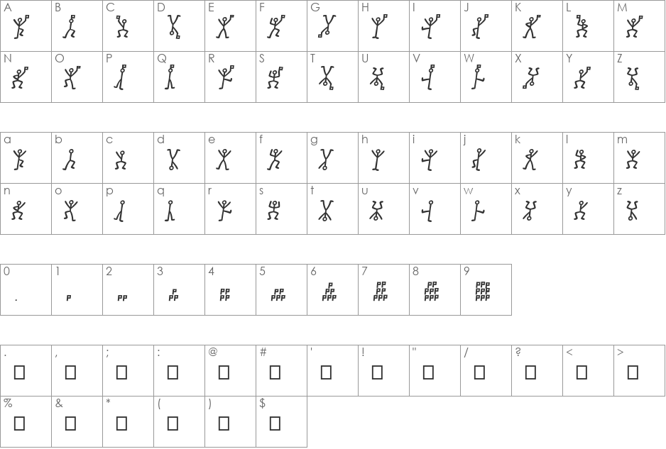 GL-DancingMen font character map preview