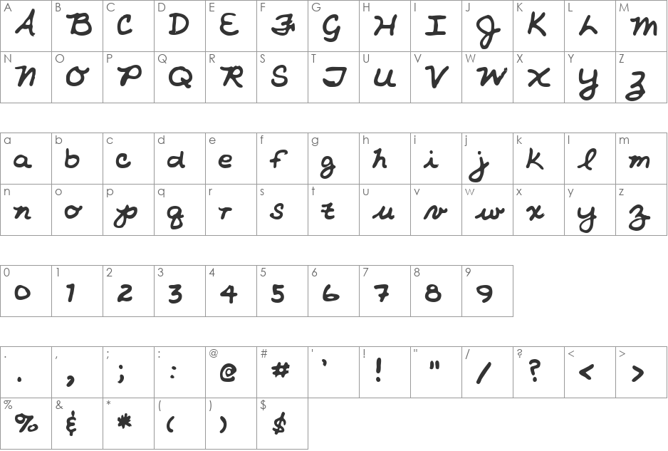 Gladys font character map preview