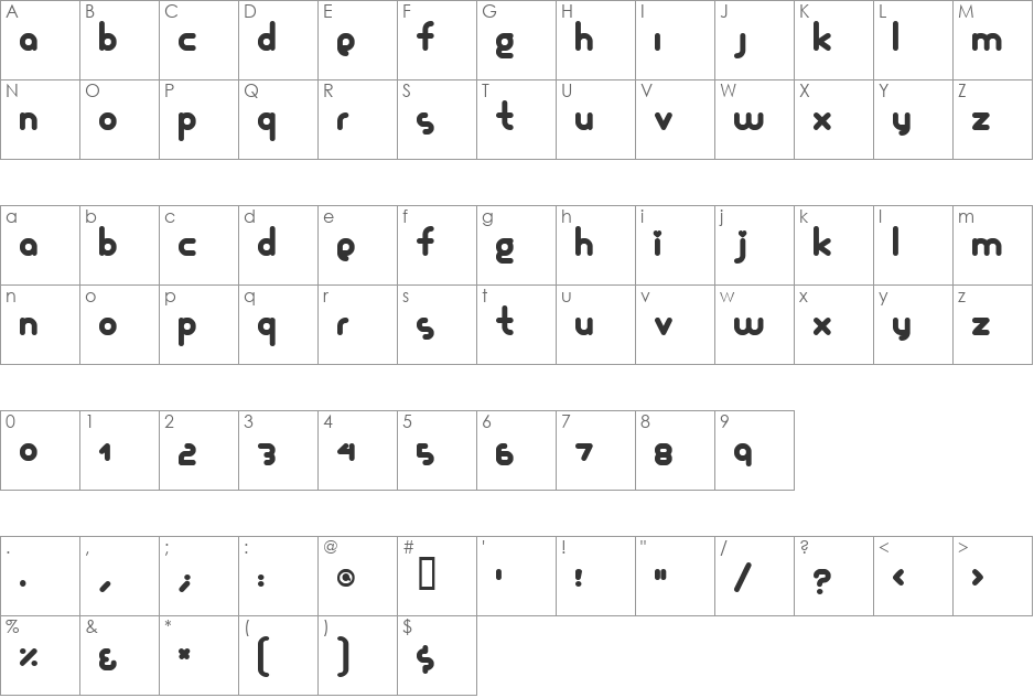 Glamourgirl font character map preview