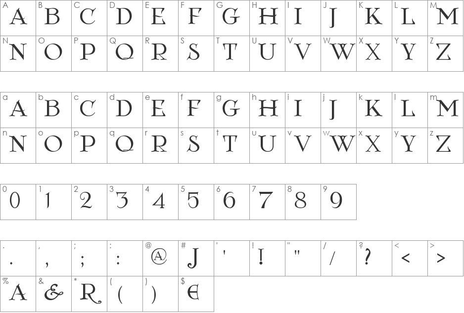 Anton Pieck font character map preview