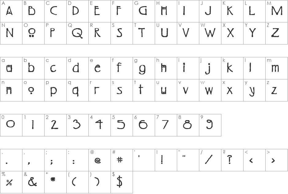 Glasgow2 font character map preview