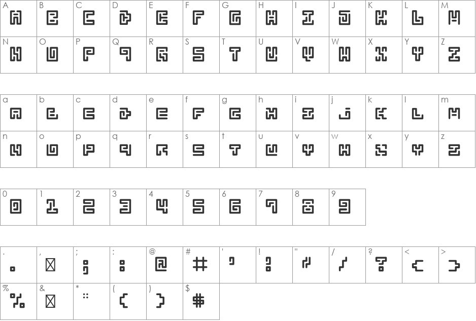 Abstract Labyrinth Rounded font character map preview