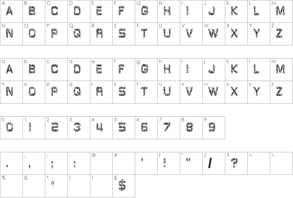 GlazKrak font character map preview