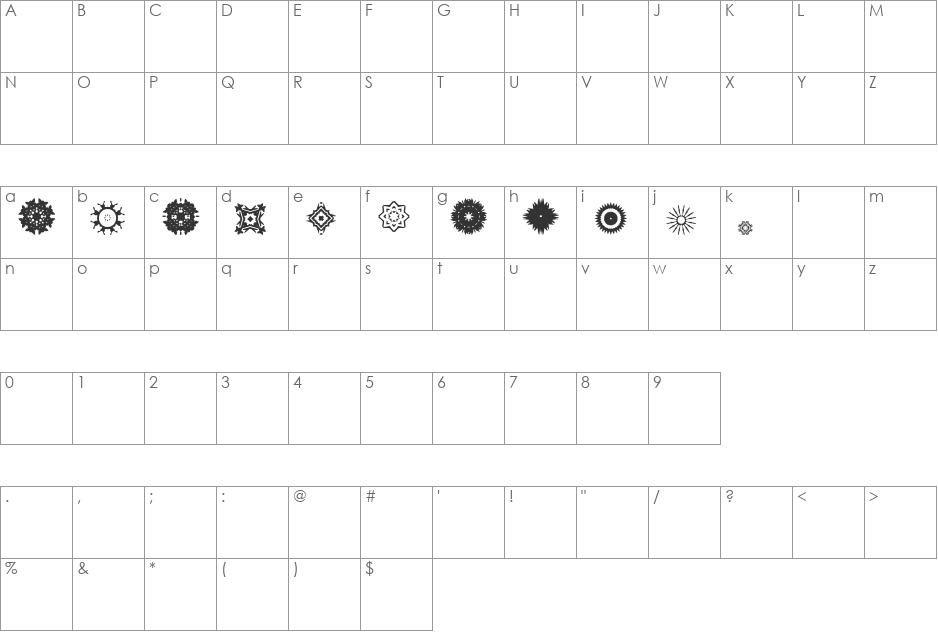Glb Design 5 font character map preview