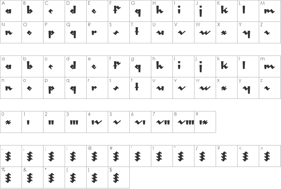 gleeburger font character map preview
