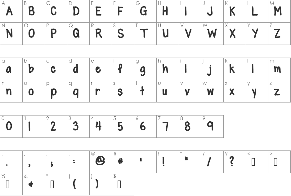 glen bold font character map preview