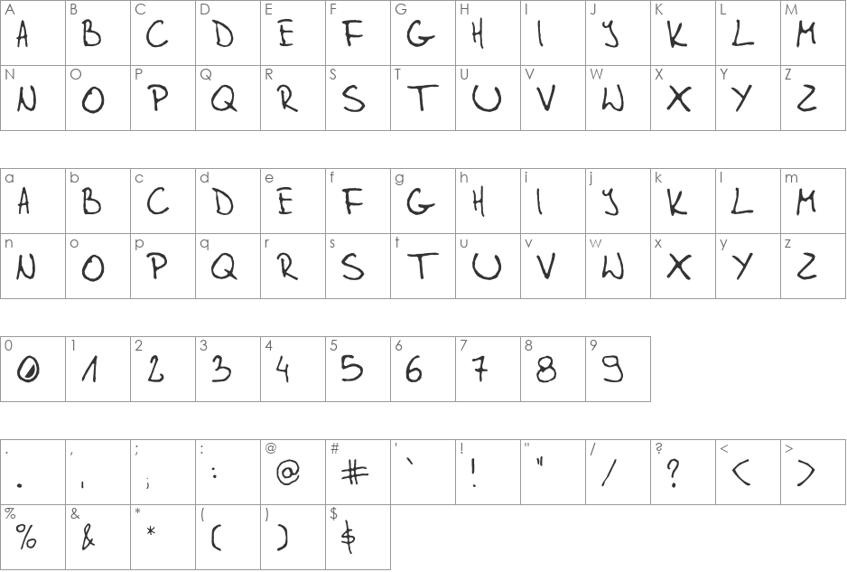 gLIDEPATh font character map preview