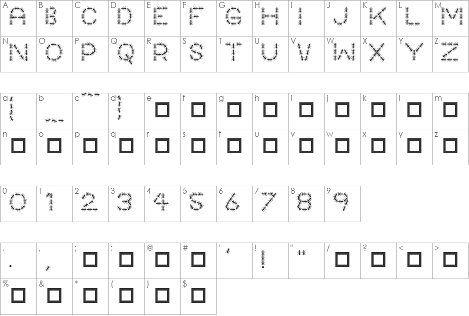 AntPile font character map preview