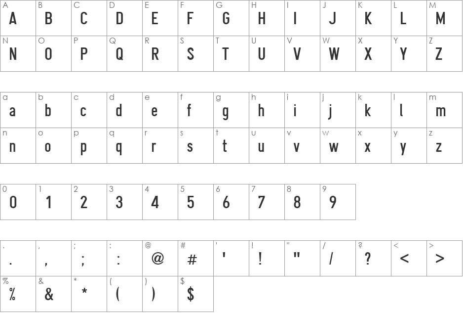 Gliscor Gothic font character map preview