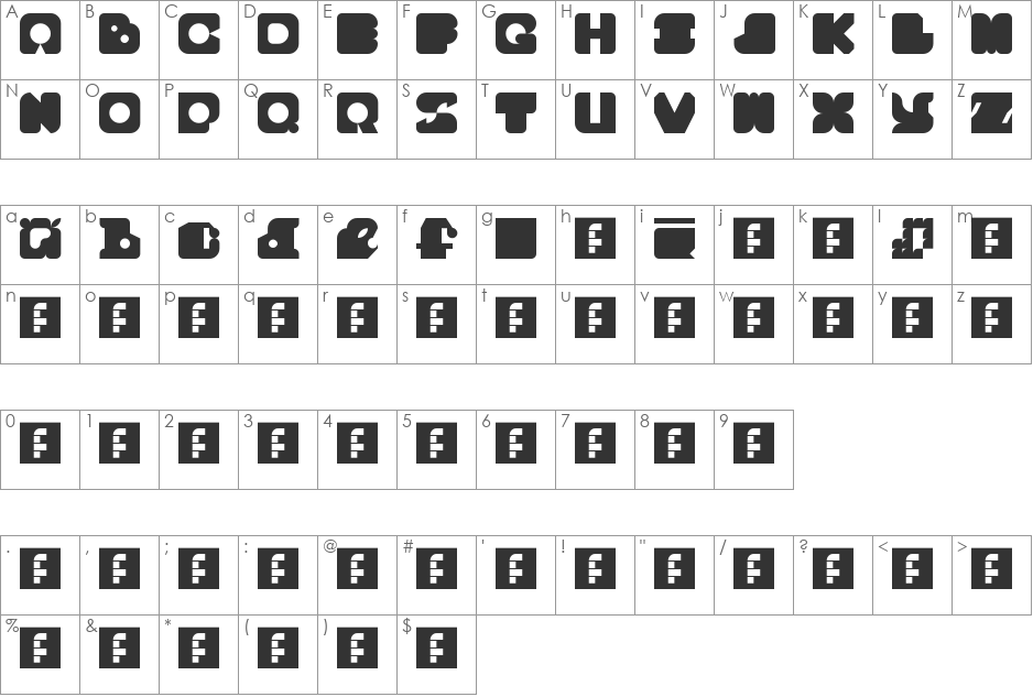 GLiTCHY font character map preview