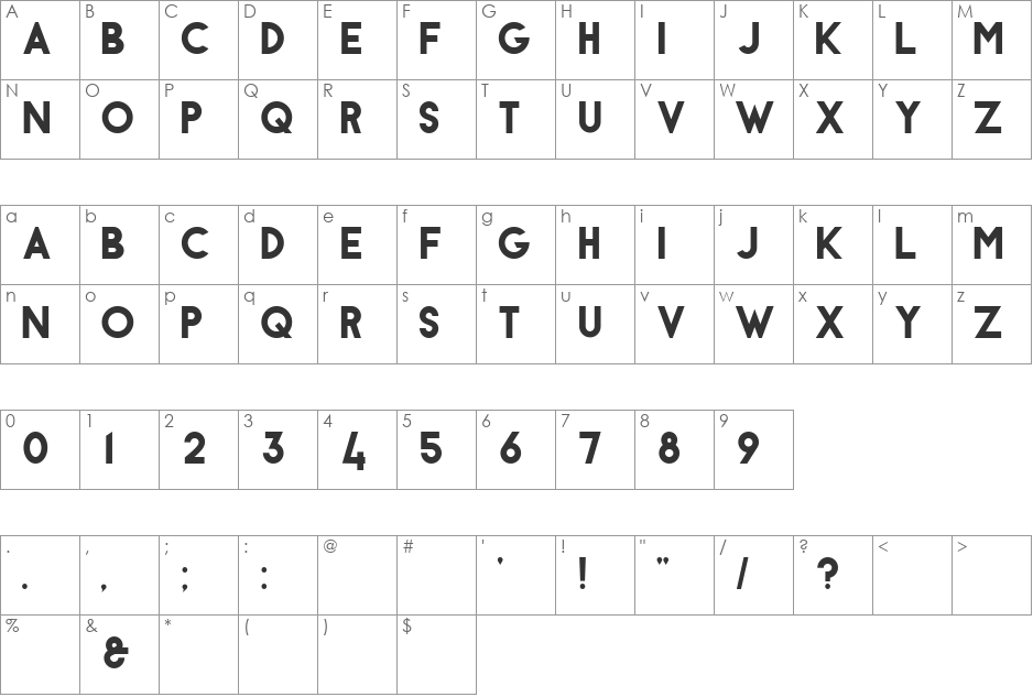 Antraste font character map preview