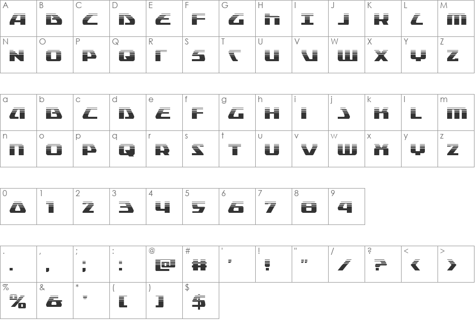 Global Dynamics Halftone font character map preview