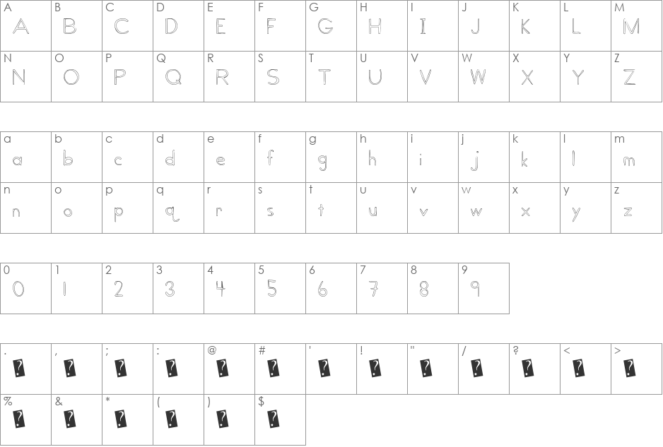 GlobalVillage font character map preview