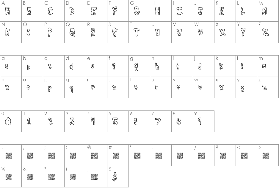 Globtastic font character map preview