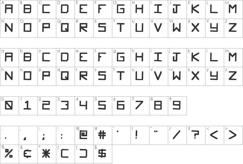 Glockenspiel font character map preview