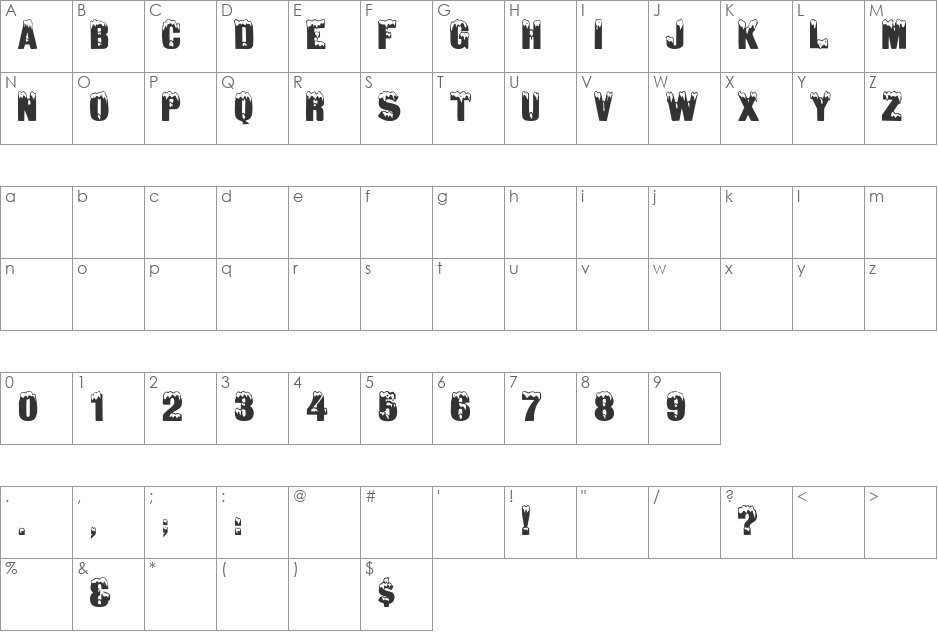 GloomLaser font character map preview