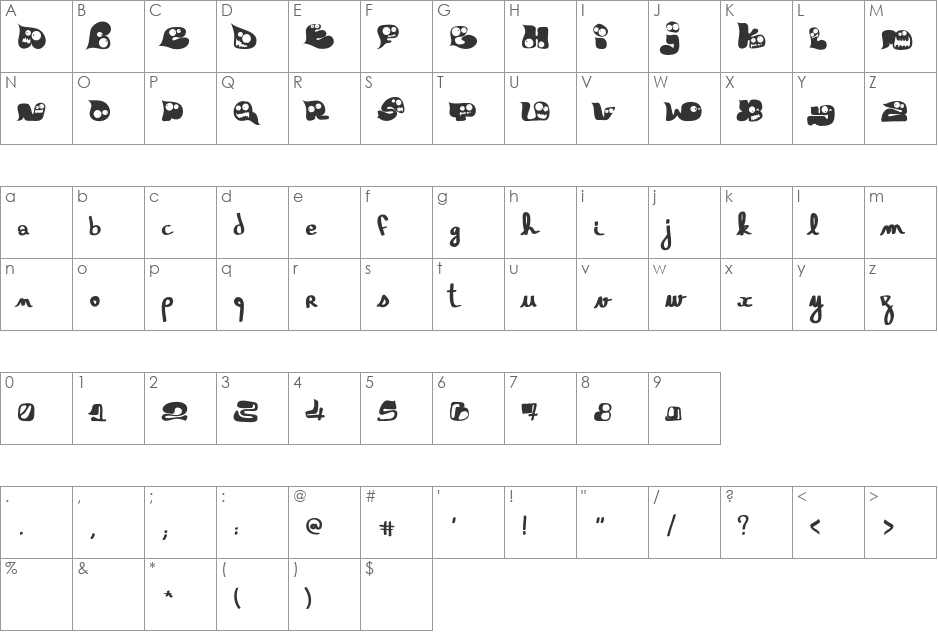 Gloutix font character map preview